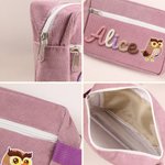 Personalized Cute Cartoon Animal Large Corduroy Pencil Case with Name Back to School Gift for Kids Students