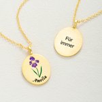 Personalisierte bunte Geburtsblume Halskette | mit Namens- und Textgravur | Jahrestag Geburtstag Geschenk für Frauen