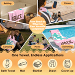 Serviette de plage surdimensionnée à séchage rapide, personnalisée avec la silhouette multicolore d'un joueur de football américain, son nom et son numéro – Cadeau de voyage pour les vacances d'été, i