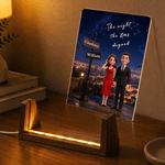 Personalized Romantic Couple Characters Photo Acrylic LED Night Light with Name and Text Desk Decor Anniversary Gift for Girlfriend Boyfriend