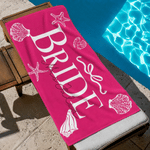 Personalised Starfish Shell Quick Dry  Bride Beach Towel with Name Vacation Wedding Honeymoon Gift for Bride