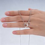 Personalised Dainty Interlocking Double Heart Pendant Necklace with Engraved Text Anniversary Mother's Day Birthday Gift for Women