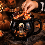 Personalised Halloween Style Pet Photo Pumpkin Cauldron Ceramic Coffee Mug with Name and Handle Halloween Party Birthday Gift for Pet Owners Lovers