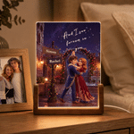 Personalized Romantic Couple Characters Photo Acrylic LED Night Light with Name and Text Desk Decor Anniversary Gift for Girlfriend Boyfriend