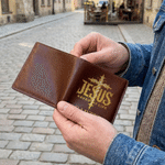 Personalized JESUS Saved My Life Cross PU Leather Wallet with Name Daily Use Birthday Baptism Gift for Christian Man
