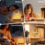 Veilleuse LED personnalisée en acrylique, motif floral mignon, avec prénom et socle en bois – Décoration d'intérieur, cadeau d'anniversaire pour les enfants et la famille