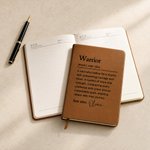 Personalised Warrior Faux Leather Journal Notebook with Name Inspirational Encouragement Cancer Recovery Anniversary Gift for Cancer Patient Survivor