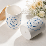 Personalized Blue and White Porcelain Style Pet Photo Ceramic Planter Pot with Name and Bamboo Tray Home Decor Memorial Birthday Gift for Pet Owner
