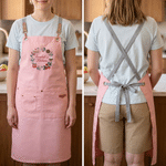 Personalised Embroidery Kitchenware Pattern Adjustable Apron with Text Housewarming Birthday Christmas Gift for Her Bakers Cooking Lovers