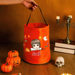 Personalized Halloween Theme Witch Hat Cartoon Kid Character LED Light Bucket Bag with Name Trick or Treat Halloween Party Gift for Boys Girls