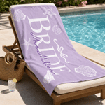 Personalised Starfish Shell Quick Dry  Bride Beach Towel with Name Vacation Wedding Honeymoon Gift for Bride