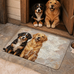 Felpudo antideslizante personalizado con retrato de mascota al estilo de pintura al óleo, con nombre; decoración para el hogar; regalo de cumpleaños, adopción o aniversario para los amantes de las mas