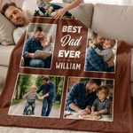Personalized 6 Photos Collage Soft Throw Blanket with Nickname and Name Home Decor Birthday Anniversary Gift for Dad Mom