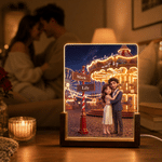 Personalized Romantic Couple Characters Photo Acrylic LED Night Light with Name and Text Desk Decor Anniversary Gift for Girlfriend Boyfriend