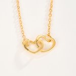 Personalised Dainty Interlocking Double Heart Pendant Necklace with Engraved Text Anniversary Mother's Day Birthday Gift for Women
