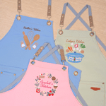 Personalised Embroidery Kitchenware Pattern Adjustable Apron with Text Housewarming Birthday Christmas Gift for Her Bakers Cooking Lovers