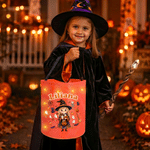 Personalised Halloween Cartoon Witch Hat Trick or Treat Bag with Name and Photo Halloween Party Gift for Kids