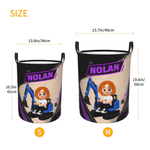 Personalized Cartoon Character Excavator Large Capacity Laundry Storage Basket with Name Daily Household Birthday Gift for Kids Parents