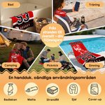 Personligt stort badlakan med ishockeymotiv eget namn och spelarnummer perfekt och praktisk present till hockeyspelare
