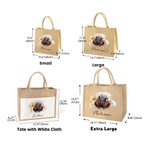 Personalized Black Girl Nail Art Birth Flower Large Jute Tote Bag with Name Birthday Anniversary Baptism Gift for Christian