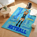 Personalised Netball Word Cloud Player Back View Soft Throw Blanket with Name and Number Bedroom Birthday Gift for Teen Girl