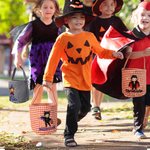 Personalized Halloween Theme Cartoon Character Large Plaid Basket with Name Trick or Treat Activity Halloween Gift for Kids