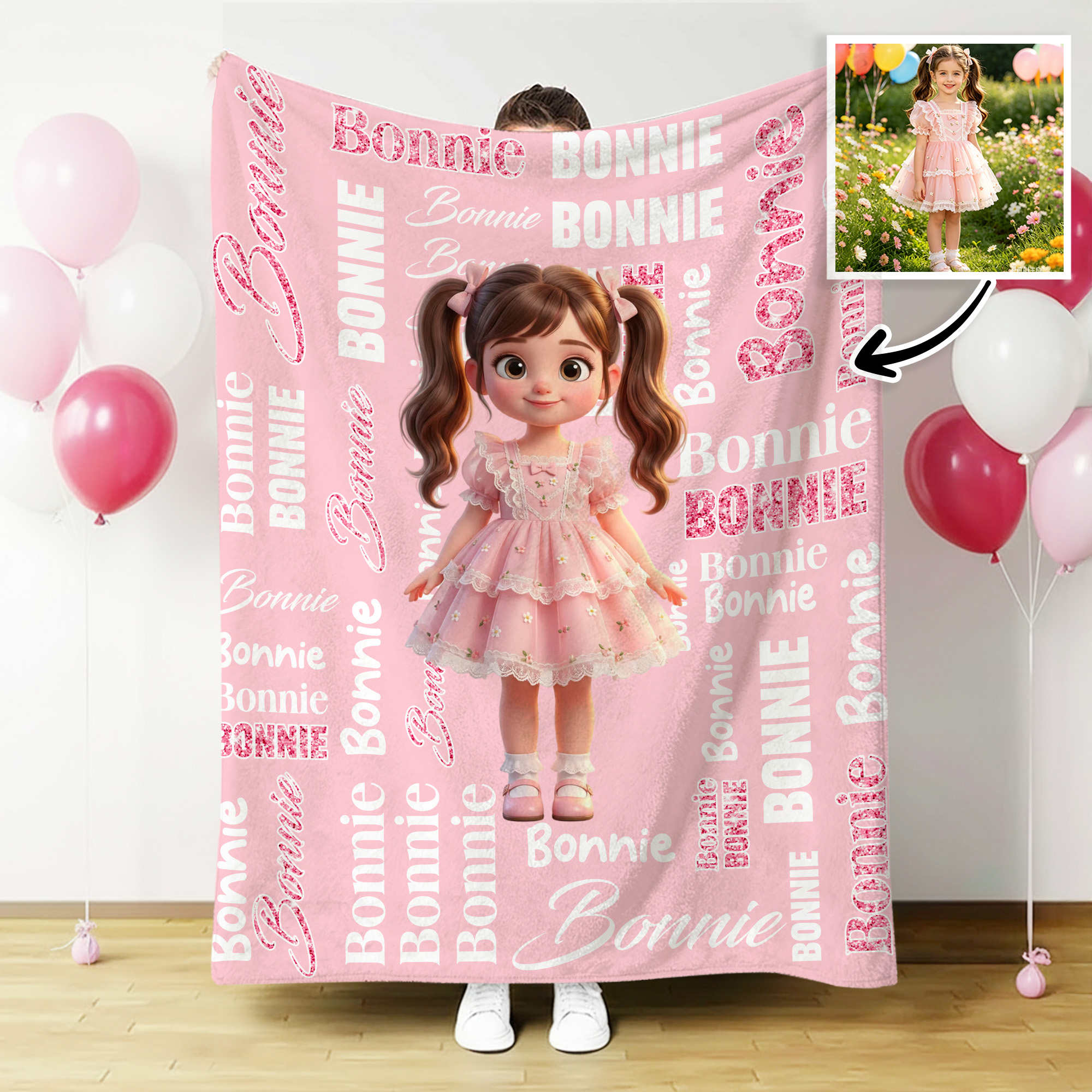 Personalized Cute Cartoon Photo Multicolor Soft Throw Blanket with Name, Home Decor, Baby Shower/Birthday Gift for Kids/Boys/Girls