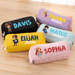 Personalized Cartoon Character Three-Layer Pencil Case with Name and Surname School Supply Back to School Birthday Gift for Kids Students