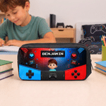 Personalised Cartoon Kid Character Bold Neon Gamepad Backpack Lunch Bag Pencil Case Set with Name Back to School Birthday Gift for Student