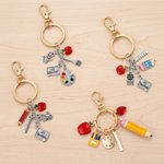 Personalized School Theme Apple Pencil Charm Keychain with Name Back to School Teacher's Day Appreciation Gift for Teachers