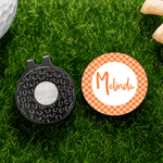 Personalised Checkered Golf Ball Marker Magnetic Hat Clip with Name Golf Club Game Day Birthday Gift for Golf Lover
