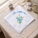 Personalised Embroidered Flower 100% Cotton Wedding Butterfly Handkerchief with Text Bridal Shower Wedding Gift for Bride