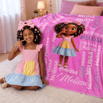 Personalized Q-Version Cartoon Photo Multicolor Soft Throw Blanket with Name Home Decor Baby Shower Birthday Gift for New Parents Kids