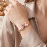 Personalised Pink Ribbon Bow Lymphedema Medical Alert Bracelet with Engraved Text and Title Emergency Jewellery Care Gift for Breast Cancer Woman