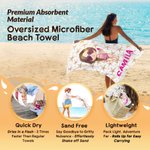 Personalized Cartoon Character Ocean Theme Super Absorbent Beach Towel with Name Beach Party Summer Holiday Birthday Gift for Men Women