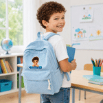 Personalized Crayon 3D-Style Design Kid Character Corduroy Backpack with Name Daily Use Back to School Birthday Gift for Girls Boys