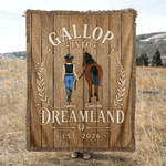 Personalised Gallop into Dreamland Western Rider Horse Soft Tassel Blanket with Name Home Decor Horse Training Birthday Gift for Riders Horse Lovers