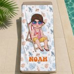 Personalized Cartoon Character Ocean Theme Super Absorbent Beach Towel with Name Beach Party Summer Holiday Birthday Gift for Men Women