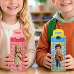 Personalised 3D-Style Design Photo Word Cloud 12 oz Insulated Kid Water Bottle with Name Back to School Birthday Gift for Boys Girls Students