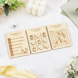 Personalized Rustic Wooden Board Game with Text and Date Set of 3 Bridal Shower Wedding Party Gift for Couple Guests