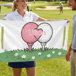 Personalised Golf Ball Heart Rose Golf Cart Seat Cover with Name Valentine's Day Birthday Gift for Golf Lovers Couple