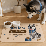 Personalized Little Cafe Pet Portrait Photo Waterproof Pet Feeding Mat with Name and Rubber Backing Pet Supplies Birthday Gift for Pet Owners