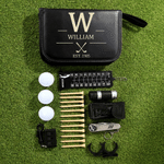 Personalized Golf Tool Leather Storage Pouch with Initial Name Year and 21 Pcs Golf Accessories Weekend Birthday Gift for Golf Lovers Golfers