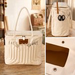 Borsa tote in tela personalizzata, con nome e multitasca porta gomitoli - Regalo di compleanno per amanti del lavoro a maglia