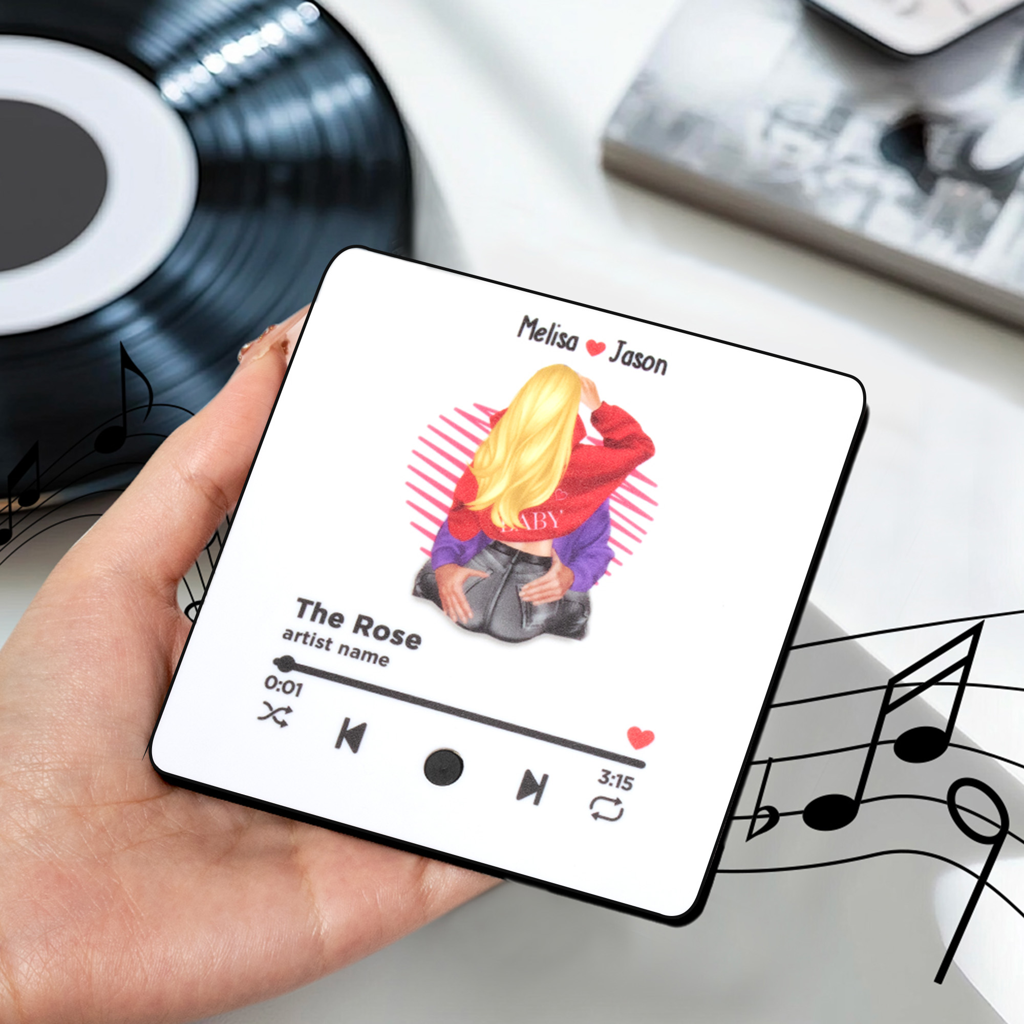 Personalisierte Paar Musik-Player Kühlschrankmagnet mit Namen Home Decor Valentinstag Jahrestag Geschenk für Ehepaar