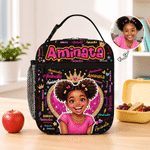 Personalized Word Cloud Comic Style Kid Photo Insulated Lunch Bag with Name Back to School Travel Birthday Gift for Kids