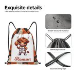 Personalized Sports Highland Cow Drawstring Bag with Name Daily Use Game Day Birthday Gift for Sports Lovers