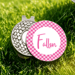 Personalised Checkered Golf Ball Marker Magnetic Hat Clip with Name Golf Club Game Day Birthday Gift for Golf Lover