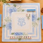 Personalised Watercolour Hydrangea Monogram Non-Slip Mahjong Mat with Initial and Storage Bag Mahjong Club Night Gift for Mahjong Player Enthusiast