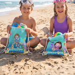 Personalized Cute Diving Kid Sea Animal Drawstring Beach Backpack with Name Summer Vacation Beach Party Birthday Gift for Boys Girls